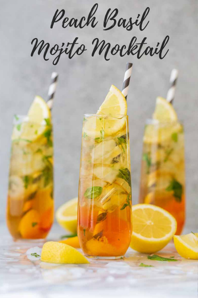 Peach Basil Mojito Mocktail