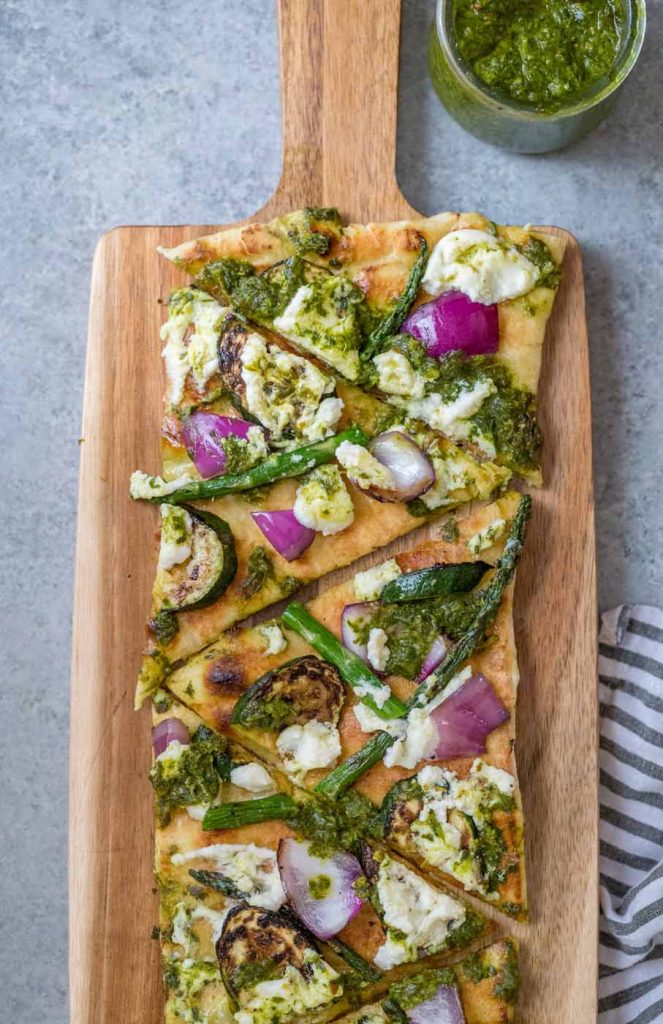 Grilled Vegetable Flatbreads with Ricotta and Salsa Verde