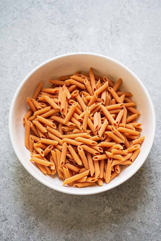 dry red lentil pasta before cooking