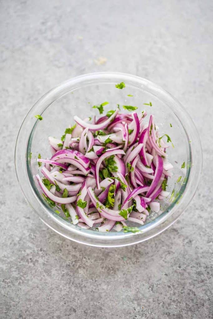 Pickled red onion recipe in a bowl