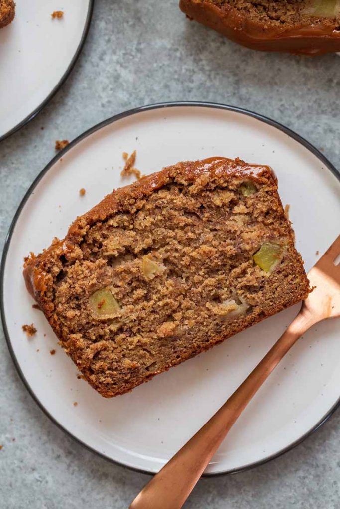 Slice of Caramel Apple Cider Banana Bread