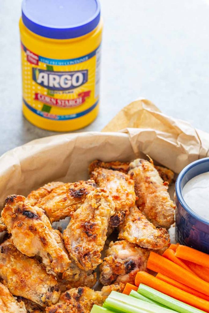 Crispy Baked Salt and Vinegar Chicken Wings made with Argo Corn Starch