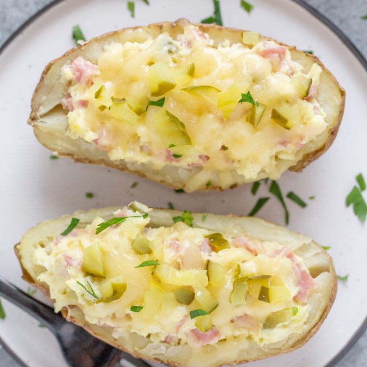 Twice Baked Cubano Stuffed Potatoes