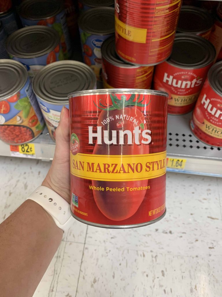 Hunt's San Marzano style tomatoes in a can at Walmart