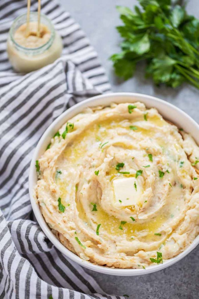 Bowl of Creamy Instant Pot Horseradish Mashed Potatoes