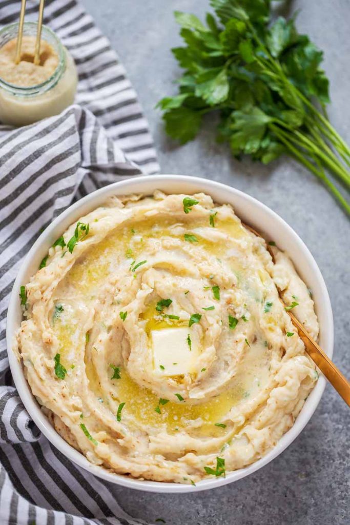 Bowl of Creamy Instant Pot Horseradish Mashed Potatoes