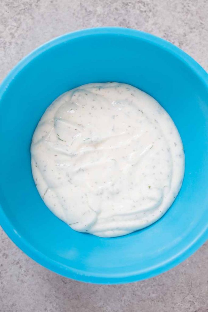 Bowl of Homemade healthy ranch dressing dipping sauce
