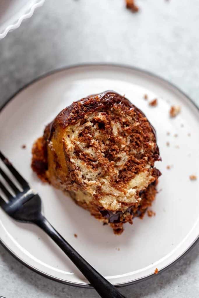 Moist and delicious slice of tiramisu marble cake