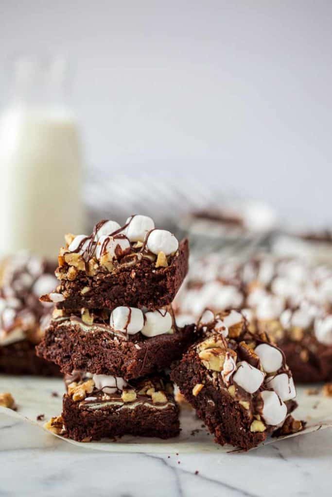 Stack of Mocha Mint Mississippi Mud Brownies