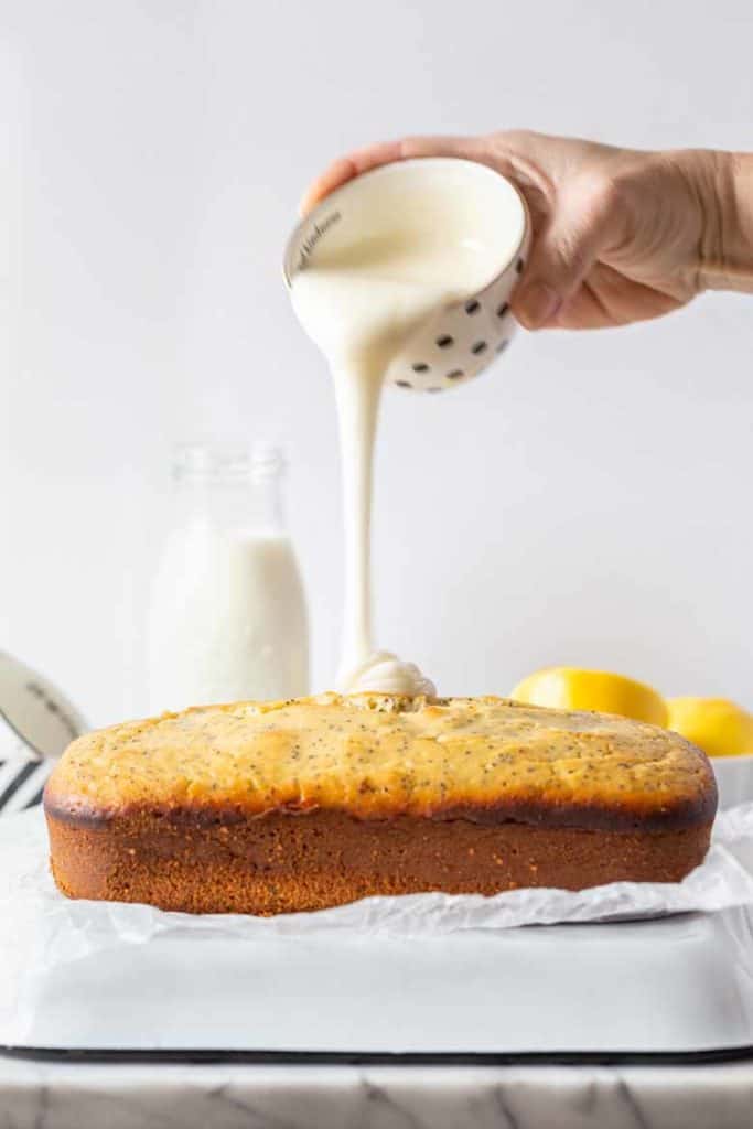 drizzle Lemon Poppy Seed Loaf with lemon Glaze