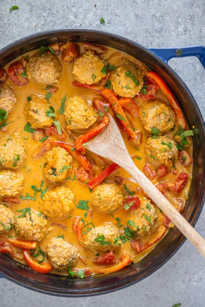 one pan chicken tikka masala meatballs