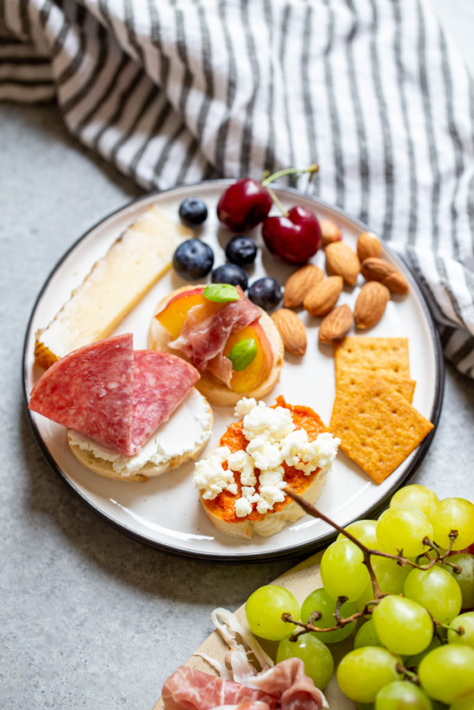 plate of charcuterie board foods