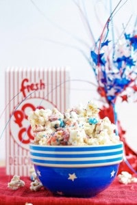 Firecracker Popcorn Mix is the perfect sweet, salty, festive snack to add a little "pop" to your Fourth of July party this year.