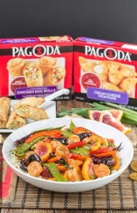 Celebrate Chinese New Year this year with Blood Orange Shrimp Stir Fry. It's a perfect balance of spicy and sweet and a great "take out" meal to enjoy at home. Paired with Pagoda Chicken Egg Rolls and you've got a delicious dinner to celebrate "The year of the Monkey" | Strawberry Blondie Kitchen