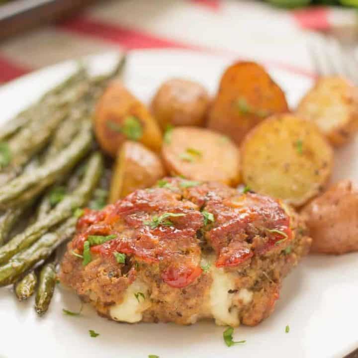 Sheet Pan Mini Meatloaves with Potatoes & Green Beans