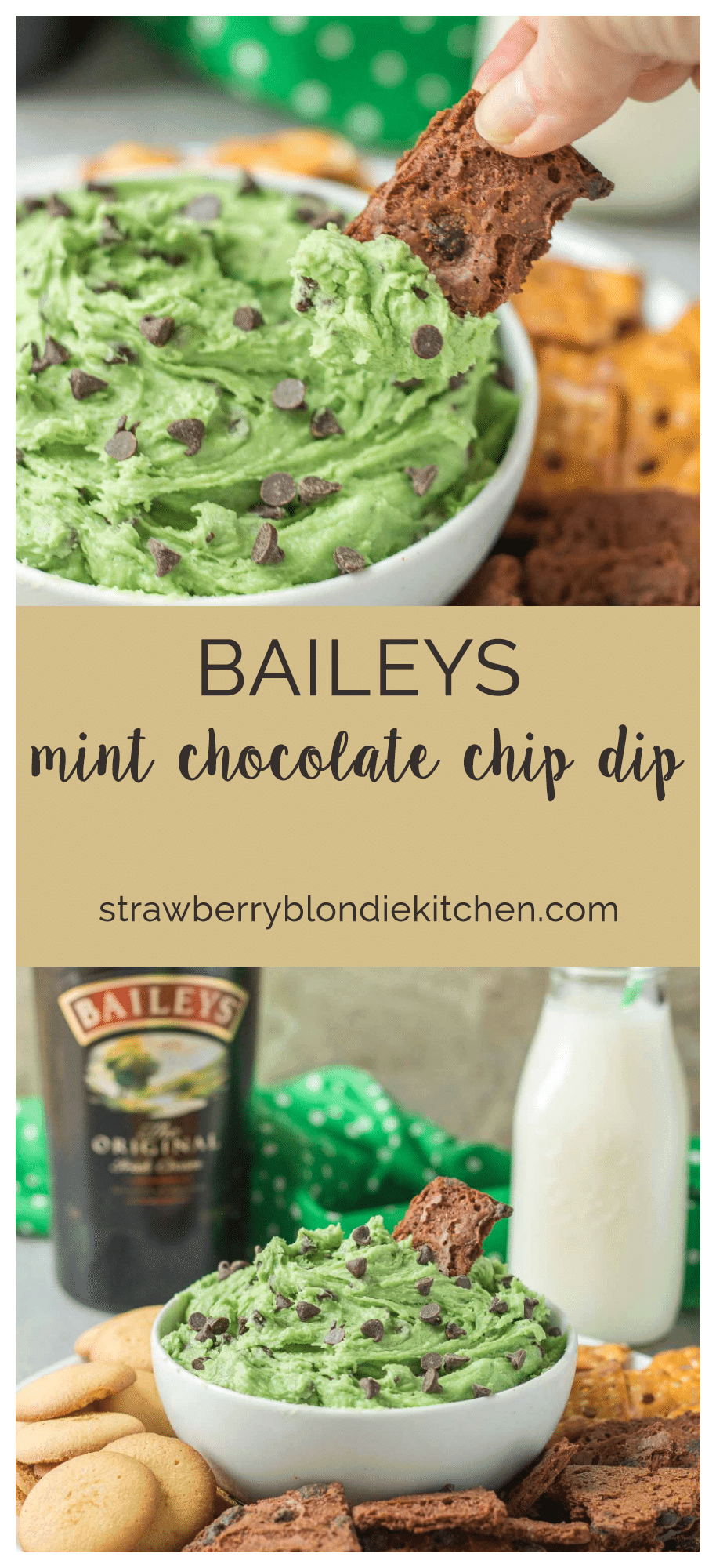 Baileys Mint Chocolate Chip Dip Strawberry Blondie Kitchen