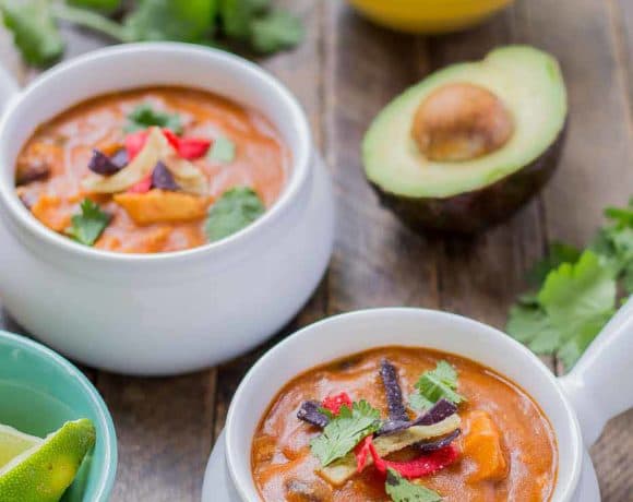 Start your back to school shopping this year at Walmart and make this delicious Chicken Enchilada Soup. On the table in less than 30 minutes! | Strawberry Blondie Kitchen