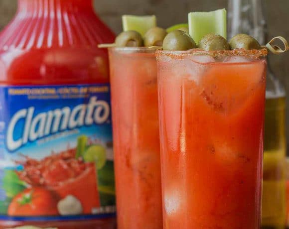 Smoky spices, liquid smoke and Clamato juice blend perfectly to create these Smokin’ Michaladas Which are the ultimate brunch sippers. | Strawberry Blondie Kitchen