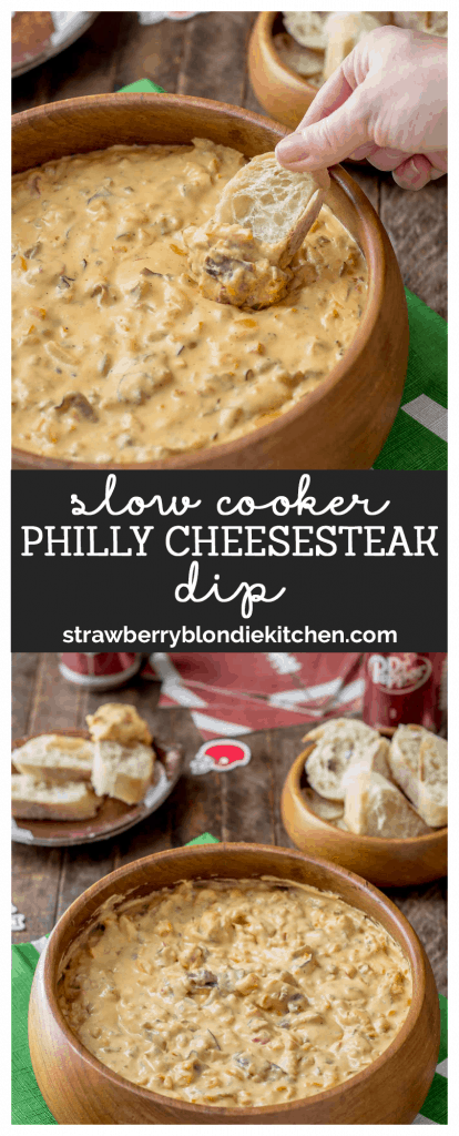 Slow Cooker Philly Cheesesteak Dip - Strawberry Blondie Kitchen