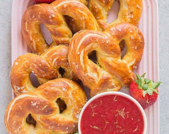 Soft Pretzels with Strawberry Margarita Sauce