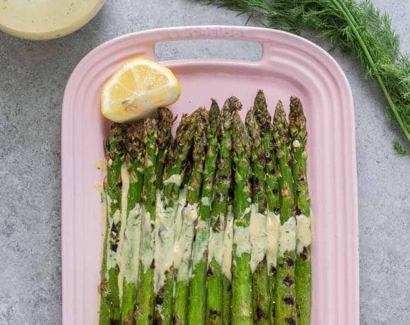 Grilled Asparagus with Mustard Dill Sauce