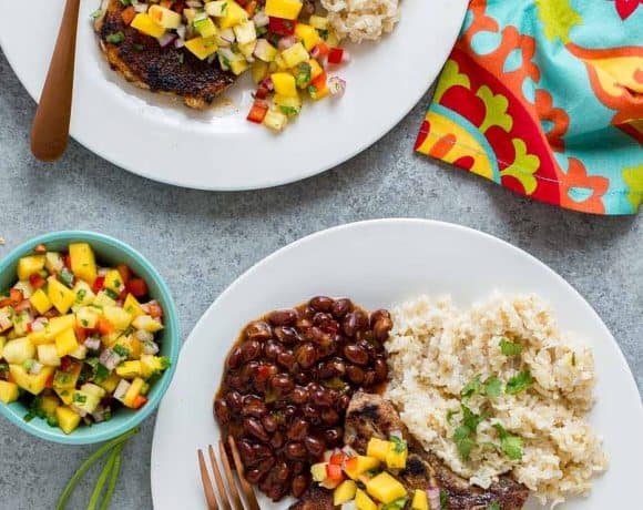 Caribbean Pork Chops with Mango Pineapple Salsa