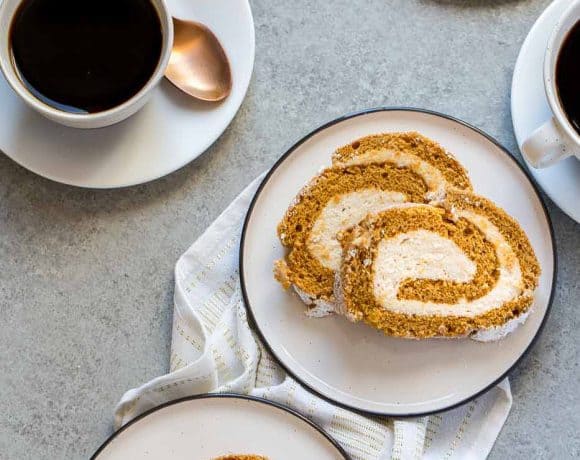 This Pumpkin Cake Roll with Cookie Butter Filling is a classic pumpkin cake roll but with an extra special filling.  It's the BEST pumpkin cake roll you'll ever have, promise! 