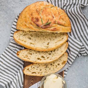 No Knead Rosemary Olive Oil Bread