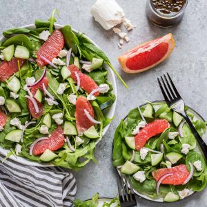 Grapefruit, Goat Cheese and Spinach Salad