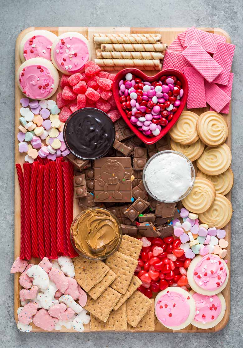 Galentine's Day snack board or Valentine's Day snack