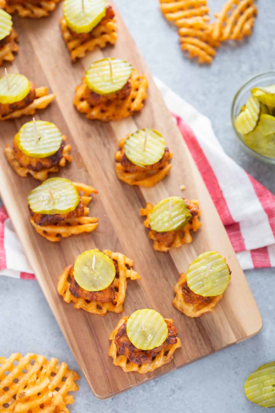 Nashville Hot Chicken Waffles Bites - Strawberry Blondie Kitchen