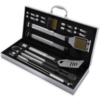 BBQ Grill Tool Set- 16 Piece Stainless Steel Barbecue Grilling Accessories with Aluminum Case, Spatula, Tongs, Skewers