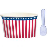 Red White Blue Ice Cream Cups and Spoons 8ct