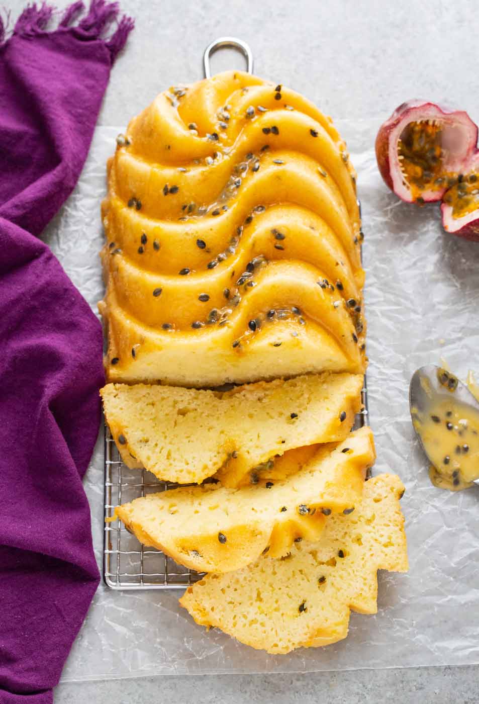 Yogurt Passion Fruit Bundt Cake with Passion Fruit Icing