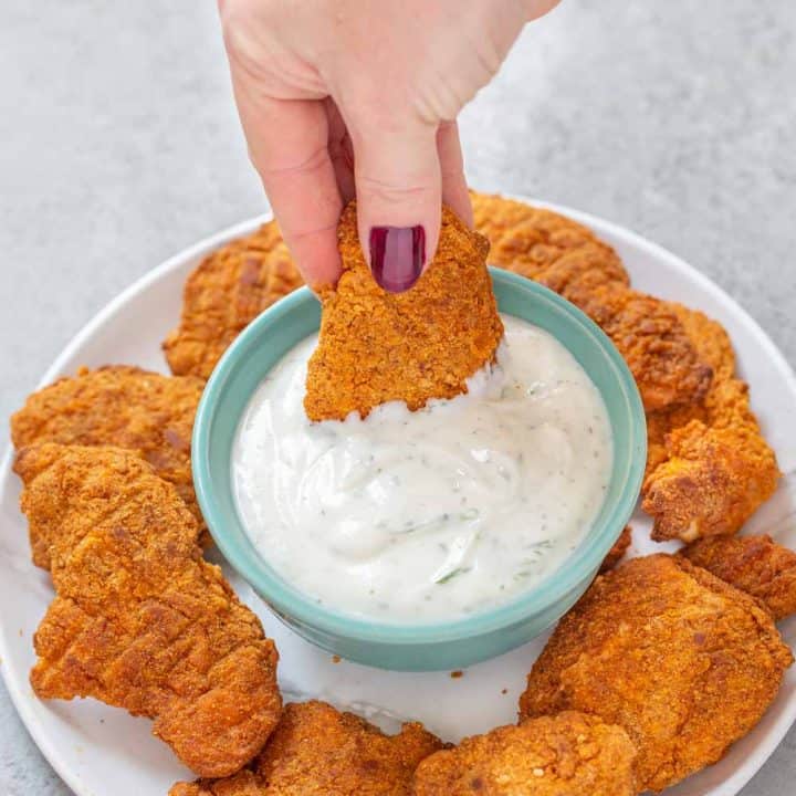 Baked Chicken Tenders with Healthy Ranch Dipping Sauce