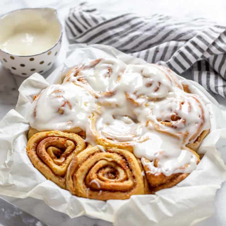 Carrot Cake Cinnamon Rolls with Cream Cheese Icing