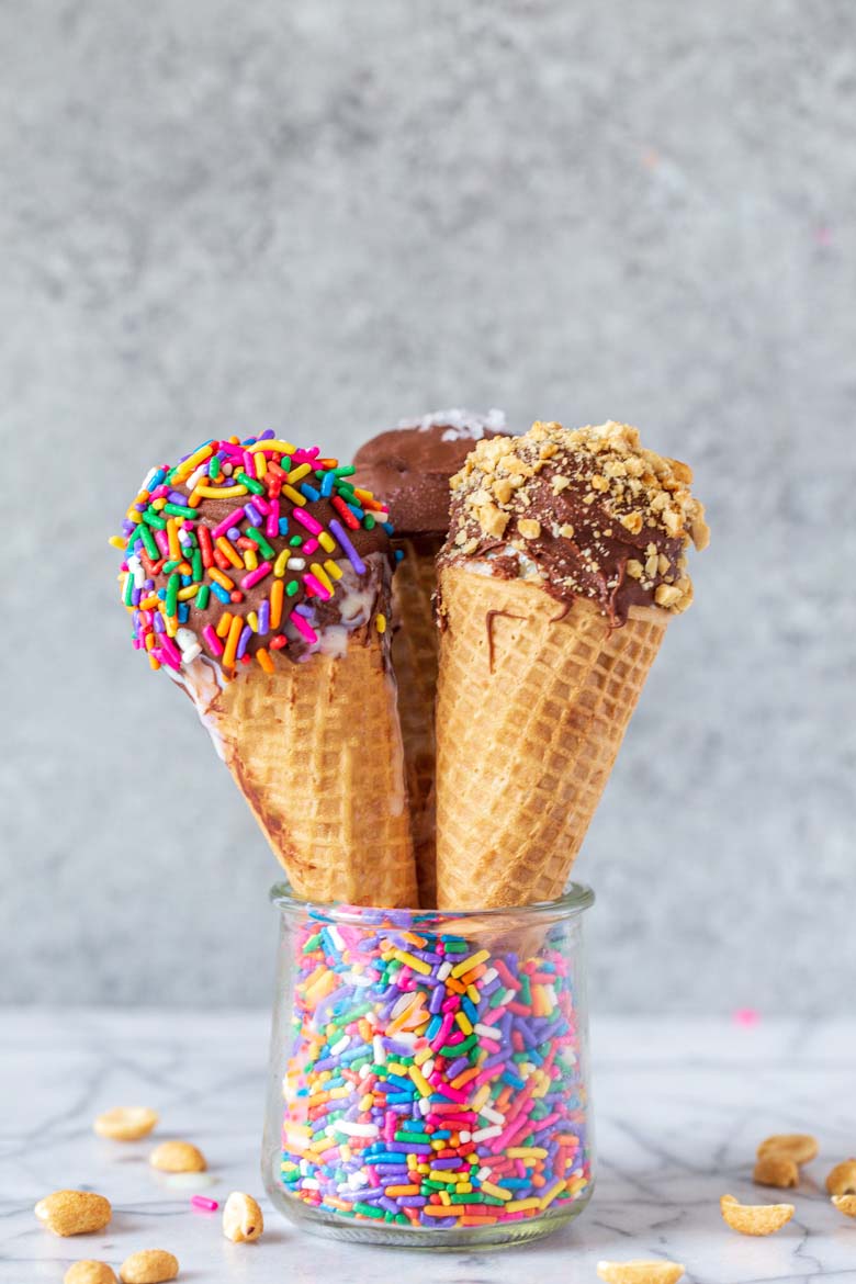 Healthier Homemade Ice Cream Drumsticks 3 ways - Strawberry Blondie Kitchen