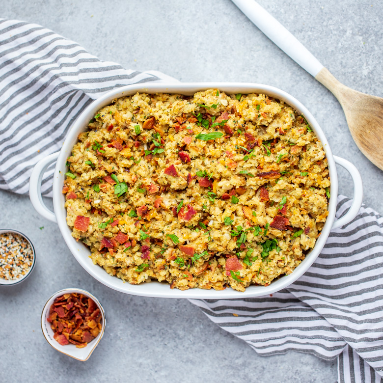 Overhead shot of Cheesy Bacon and Everything Stuffing