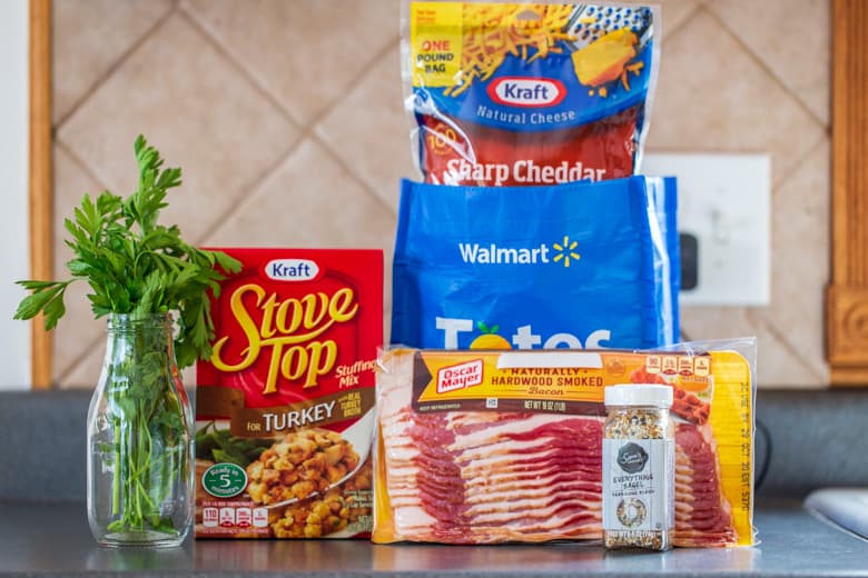Kraft food products used to make Cheesy Bacon and Everything Stuffing