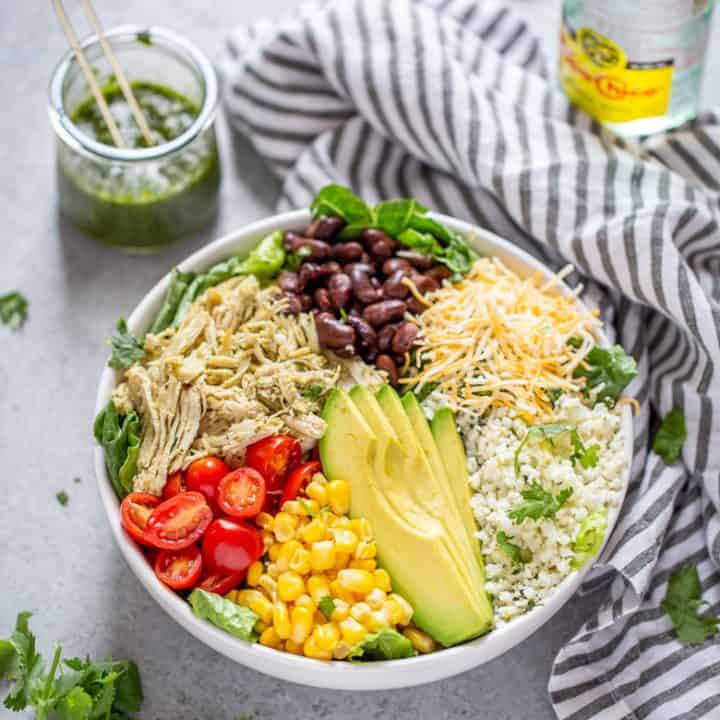 Instant Pot Salsa Verde Chicken Burrito Bowls