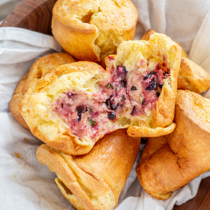 Easy Popovers with Blueberry Basil Butter