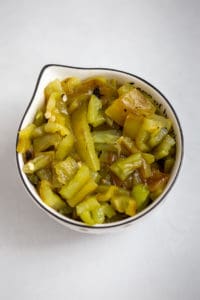 Homemade roasted green chiles diced