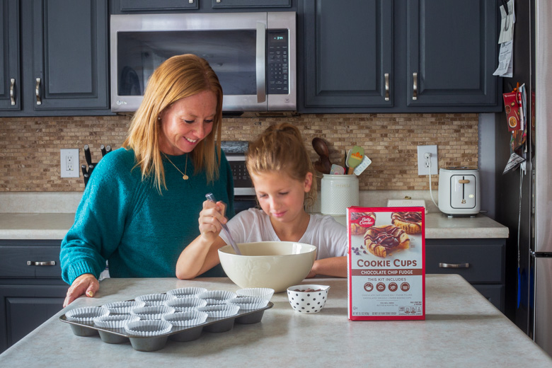 Baking Betty Crocker™ Cookie Cups in the kitchen with my daughter. Mommy and me baking