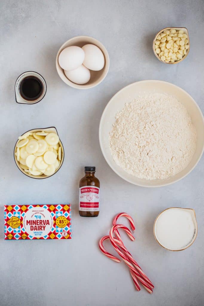 Ingredients needed to make Peppermint Blondies