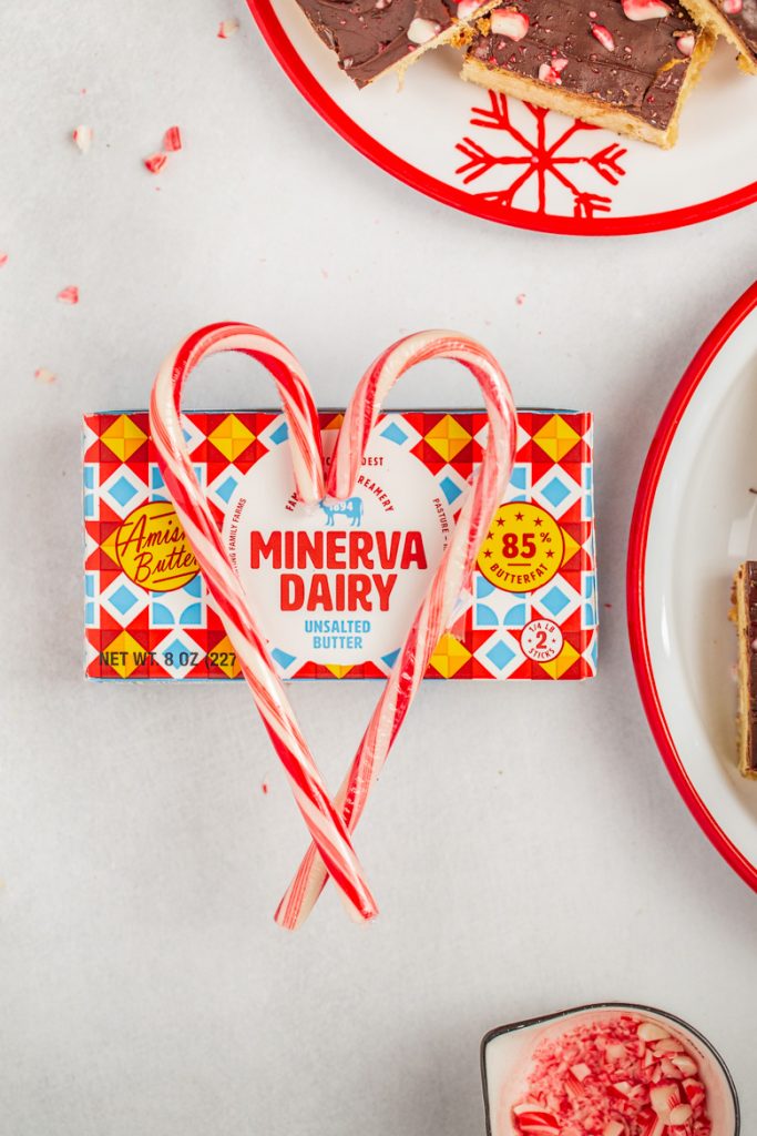 Minerva Dairy Butter with candy canes to make a heart